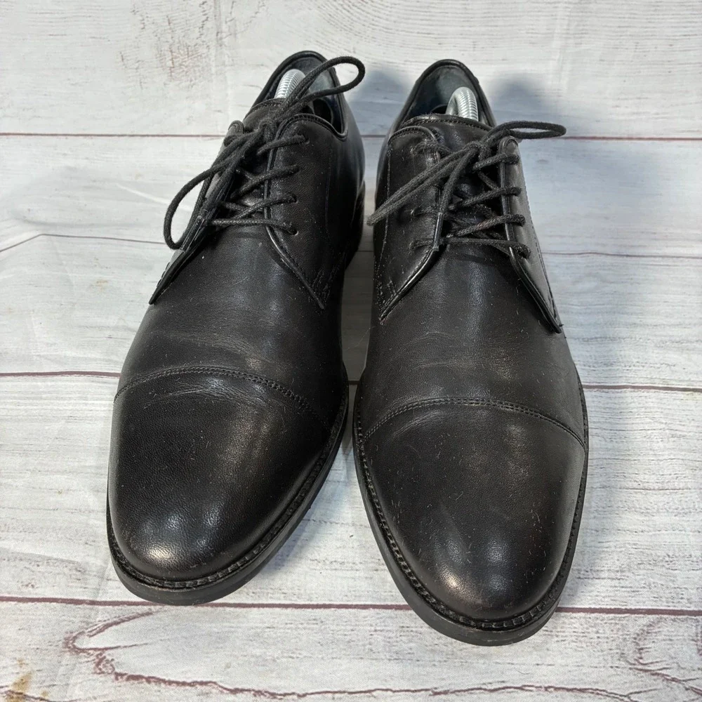 Cole Haan Grand.OS Cap Toe Derby Shoes Mens Black Leather Sz.10M‎